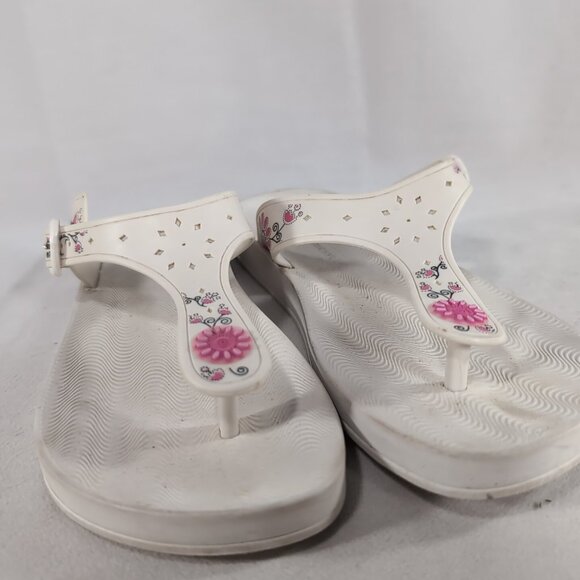 Grendene Ipanema Womens 9 38 White Floral Sandals Flip Flops Thong Pink Anatomic - Picture 7 of 12